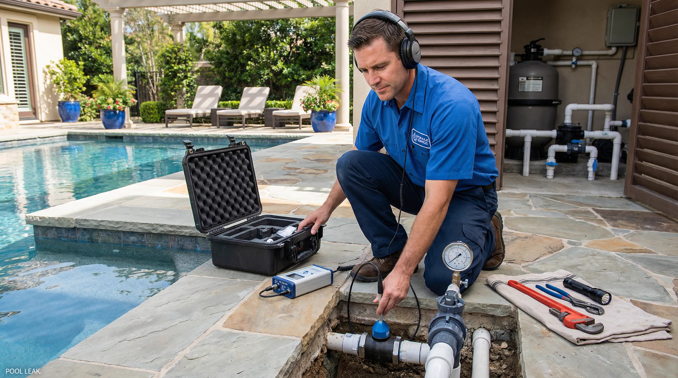 Caça vazamento em piscina em Belém-PA